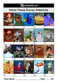 Dec 14, 2017 · disney movie trivia questions & answers. Disney Characters 011 Sidekicks Quiznighthq