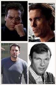 Michael Keaton and Ben and Val Kalmar and Adam West and Robert Pattinson  and Christian Bale George Clooney all Batman