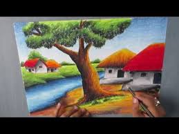 557 How To Draw A Village Landscape With Oil Pastel Episode 16 Youtube Landscape Pencil Drawings Oil Pastel Oil Pastel Paintings Watercolor — stock image & photo. village landscape with oil pastel