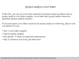 Project Analyst Cover Letter