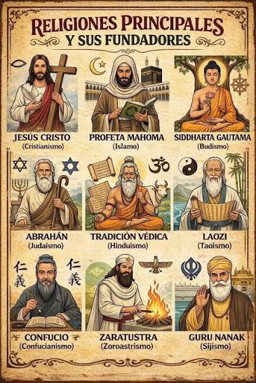 👁️ Las religiones más grandes del mundo… no nacieron por casualidad.  Detrás de cada creencia hay una figura que marcó la historia: desde  Jesucristo, hasta Mahoma y Siddhartha Gautama… cada uno dejó
