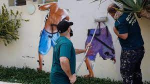 Peeping tom is a belgian dance theatre company founded by gabriela carrizo & franck chartier. Eilat Rape Allegations Tel Aviv Covers Over Peeping Toms Beach Mural Bbc News