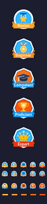 Inspiration For Badges We Could Do Round Instead Of The Hexagon Keep The Label And Icons Game Icon Design Game Icon Badge Icon