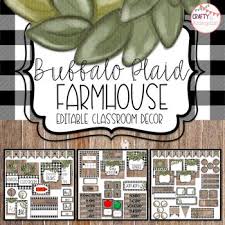 Black And White Buffalo Plaid Classroom Decor Buffalo Plaid Farmhouse Editable Classroom Decor By Crafty In Kindergarten Teachers Pay Teachers Classroom Decor Classroom Teacher Name Plates