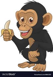 Funny Monkey With Banana Royalty Free Vector Image Monkeys Funny Baby Animal Painting Baby Animals