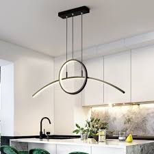 The widest part of the pendant should be about 30 from the center of the island. Arc And Ring Aluminum Pendant Light Kit Minimalist Black Gold Led Hanging Island Lamp In White Light Third Gear Beautifulhalo Com