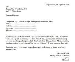Pada contoh ini, surat izin dibuat sendiri oleh yang berkepentingan karena ada acara keluarga seperti lamaran, dan menjenguk salah satu anggota keluarga yang sakit sehingga anggota keluarga yang lain ikut membantu acara tersebut. 16 Contoh Surat Izin Tidak Masuk Sekolah Karena Sakit Acara Urusan