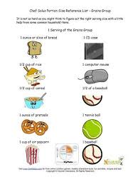 Estimating Grains Servings Portion Sizes Using Household Items Learning Sheets For Kids Kids Nutrition Nutrition Tips Food Class