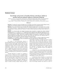 For example, in a recent study, adults who . Pdf Knowledge And Practice Of Healthy Lifestyle And Dietary Habits In Medical And Non Medical Students Of Karachi Pakistan