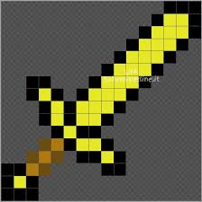 La Spada D Oro Di Minecraft Schema Perline Da Stiro Pyssla 16x16 Schemiperline It Perline Da Stirare Minecraft Perline