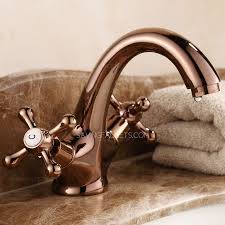 Vintage Rose Gold Two Handles Single Hole Bathroom Faucets Gold Bathroom Bathroom Faucets Gold Bathroom Fixtures