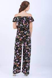 Tulum Cicek Desen Kayik Yaka Siyah Tulum Magaza Kadin Muhafazakar Kiz Marjinal Genc Dikis Hamile Salas Rahat Kombin Moda Siyah Tulum Moda Siyah