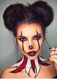 Verrucktes Halloween Gesichts Und Hals Make Up Gesichts Halloween Halloweengesichts H Verruckte Halloween Make Up Ideen Clown Schminke Halloween Gesicht