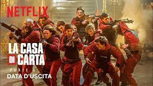 In italiano la serie è stata pubblicata il 20 dicembre 2017 la prima parte e il 6 aprile 2018 la seconda da netflix con gli episodi rimontati affinché la durata passasse da circa 70 a circa 45 minuti. La Casa Di Carta 5 L Ultima Stagione In Due Volumi Fra Settembre E Dicembre Le Anticipazioni