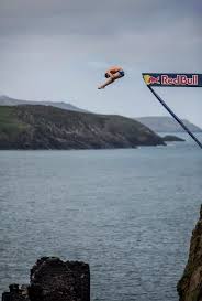 Michal Navratil Of The Czech Republic Dives From The 27 5 Metre Platform At The Blue Lagoon During The First Round Of The Diving World Cliff Diving Visit Wales