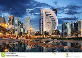 Katar keleti részén helyezkedik el. Doha Katar 9 Marz 2018 Doha Westbuchtansicht Von Sheraton Pa Redaktionelles Bild Bild Von Buros Reflexion 114113675