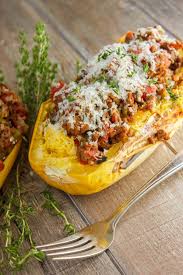 Stuffed Spaghetti Squash With Tomato And Ground Beef The Cookie Writer Healthy Ground Beef Ground Beef Recipes Healthy Squash Recipes