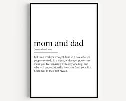 Mom and Dad Definition Print - Etsy