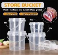 10PCS 1.2L Multipurpose Clear Plastic Bucket With Lid Pail Canister  Container DIY Packaging For Food