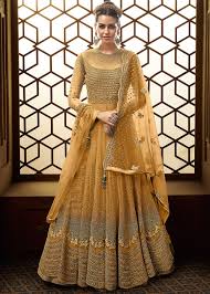Simple abaya styles in black makes the muslim girls more comfortable than any other abaya color. Yellow Embroidered Pakistani Abaya Style Suit 2602sl10