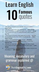 Learn English With Famous Quotes 10 Quotes Explained Good Vocabulary Words Learn English Words Learn English