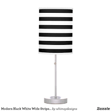 Modern Black White Wide Stripes Table Lamp Zazzle Com Striped Table Table Lamp White Table Lamp