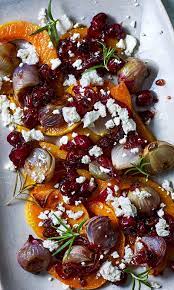 Roast Butternut Squash With Cranberry And Feta Recipe Recipe Vegetarian Christmas Dinner Vegetarian Starters Food
