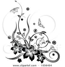 Black And White Vines Clipart Whimsical Pumpkin Vine Cartoon Google Search White Butterfly Tattoo Flower Vine Tattoos Floral Drawing