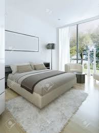 With abundant natural light available throughout the home, fewer light fixtures are used during the day. Minimalist Style In Interior Of Bedroom In Private House Floor Stock Photo Picture And Royalty Free Image Image 50514017