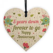 Gift theme origins for wedding anniversaries. Funny 5th Wedding Anniversary Gift Wooden Heart Husband Wife
