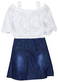 Buy Benkils Baby Girl S Denim Skirt Top Dresses White And Blue At Amazon In