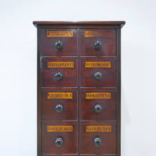 Vintage antique wooden medicine standing cabinet, first aid chest, apothecary cabinet, joinery. Antique Apothecary Drawers