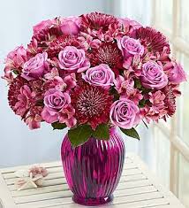 Beautiful Flowers For Her Birthday Purple Perfection For Mom From 1 800 Flowers Com Beautiful Flowers Flower Boutique Pink Flower Arrangements