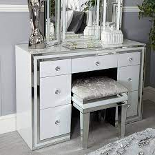 Each dressing table is handmade and the build quality and stability is second to none. Madison White Glass 7 Drawer Mirrored Dressing Table Picture Perfect Home