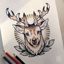 Deer Sevastopol Tattoo Sketch Ageevtattoo Drawing Sevastopoltattoo Flash Traditional Ukraine Pencil Hor Stag Tattoo Deer Head Tattoo Framed Tattoo