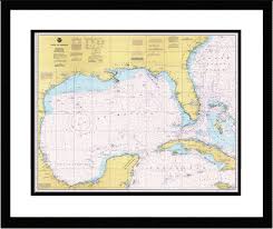 gulf of mexico framed nautical chart