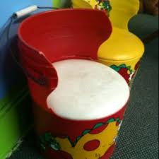 Cute Child S Chair Made From A Paint Bucket Leaving The Carrying Handle Makes It Easy To Move Around Kids Chairs Bucket Chairs Diy Seating