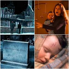 On the 31st October 1981, Voldemort murders James and Lily Potter at  Godric's Hollow but due to Lily's sacrifice, is defeated for the first time  when he fails to murder Harry Potter.