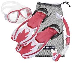 Cressi Kinder Tauchset Schnorchelset Rocks Deluxe Tauchmaske Schnorchel Flossen Netzbeutel Pink White S M 32 34 Schnorchel Tauchmaske Schnorchelset