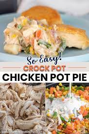 Crockpot Chicken Pot Pie With Biscuits Recipe In 2021 Slow Cooker Chicken Pot Pie Chicken Crockpot Recipes Healthy Chicken Pot Pie