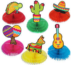 Hang them up in your venue and watch them fan out with vibrant colour! 6pcs Fiesta Taco Bar Party Decorations 6 Inches Colorful Honeycomb Paper Fan Centerpiece Table Decoration For Mexican Theme Baby Shower Graduation Birthday Anniversary Celebration Buy Online In Botswana At Botswana Desertcart Com Productid
