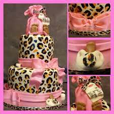 Bundle Of Joy 2 Tiered Leopard Print Baby Shower Cake Baby Shower Cakes Girl Leopard Baby Showers Baby Shower Cakes