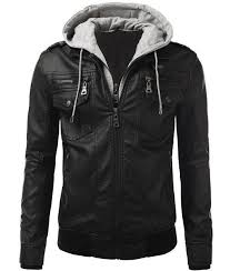 Men Genuine Leather Motorcycle Jacket Bomber Biker Hoodie Jacket Detach Hood Leather Hoodie Leather Jacket Men Leather Jacket
