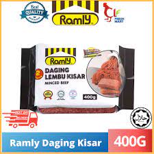 400g daging kisar ramly 1 biji bawang bombay didadu 2 biji bawang putih, ditumbuk 1 1/2 tsp black paper (ditumbuk halus) 1 tbsp serbuk kari ayam dan daging 1 biji lada merah didadu halus 6 tbsp sos. Ramly Minced Beef Daging Kisar 400g Shopee Malaysia