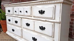 Dresser In Distressed Off White Tobacco Glaze Distressed White Bedroom Furniture White Distressed Furniture Distressed Furniture Painting