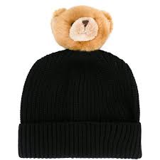 Dolce Gabbana Ribbed Teddy Bear Pompom Hat Featuring Polyvore Women S Fashion Accessories Hats Black Pom Pom Hat Hat Designs Dolce Gabbana Hats Bear Hat