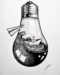 Amazing Creative Drawing Inside A Lightbulb Stippling Art Creative Drawing Pencil Art Drawings