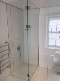 Fully Frameless Shower And Wc Enclosure Full Height In Extra Clear Low Iron Glass Double Frameless Shower Enclosures Glass Office Partitions Glass Enclosure
