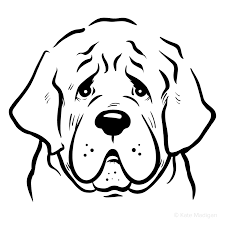 Sorry Black And White Line Drawing Of A Sorrowful St Bernard S Mastiff Dog Commissioned As A Sticker Dog Face Drawing Dog Line Drawing Funny Face Drawings