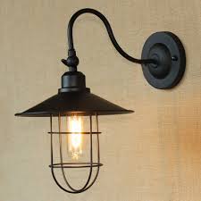 1 Light Wire Guard Wall Sconce Vintage Nautical Metal Accent Lighting Fixture In Black Susuohome Com